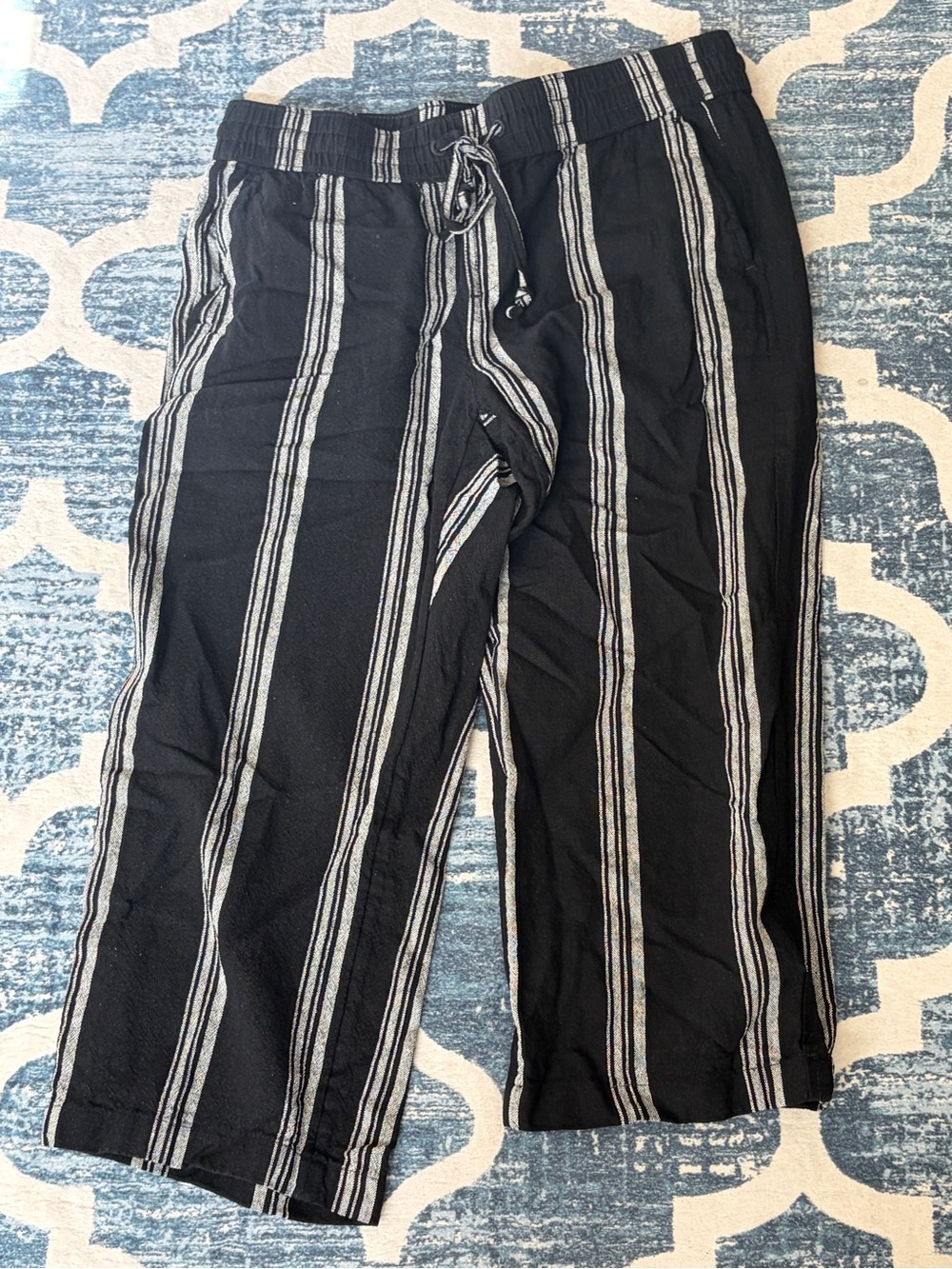 Ann Taylor Factory Black and White Striped Pants